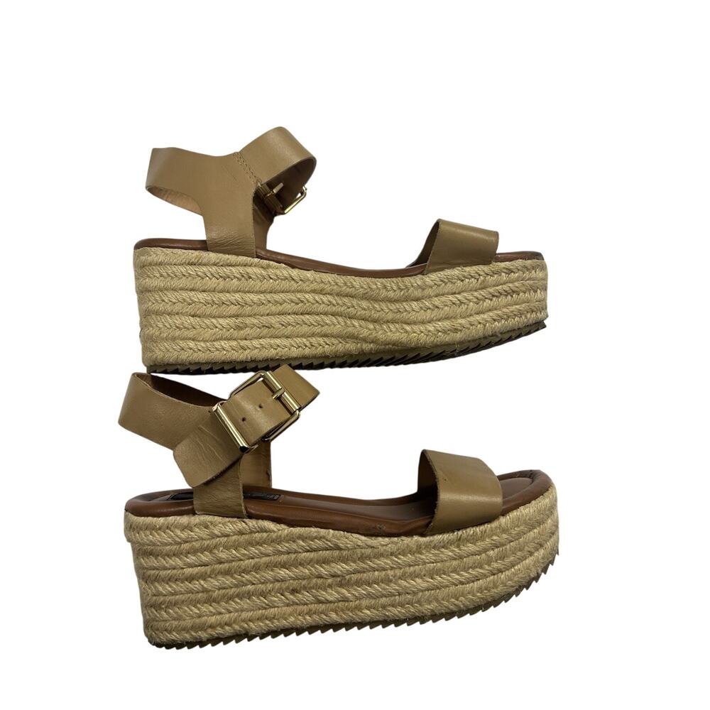 Steven By Steve Madden Sabbie Platform Espadrilles Sandals Tan 3 Inch Heel - 7.5